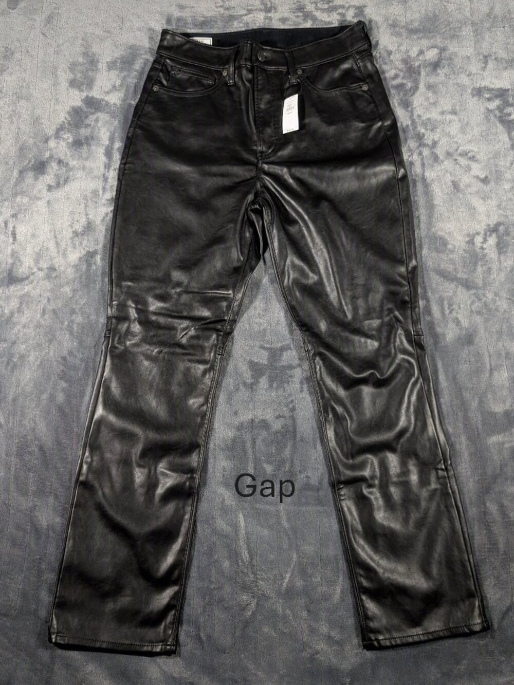 NWT Gap Vintage Slim High Rise Pants Womens Sz 29/8R Black Faux Leather Straight